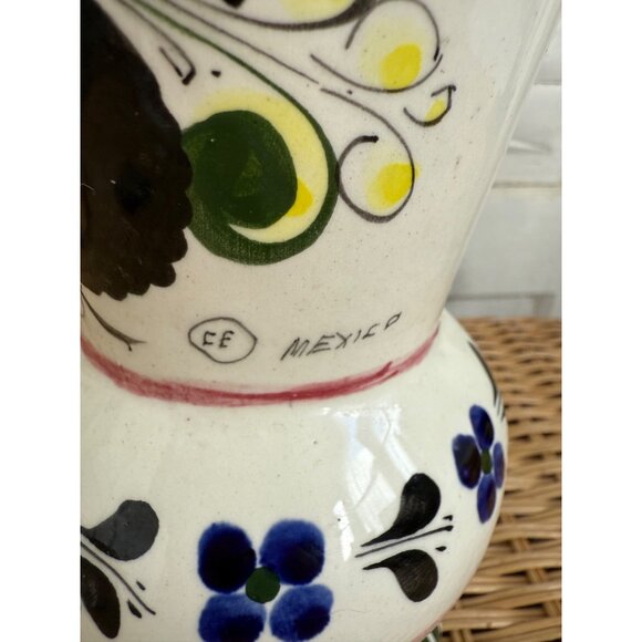 Vintage 70's Mexico Flower Vase Signed CE 9" Boho Decor - Picture 4 of 9